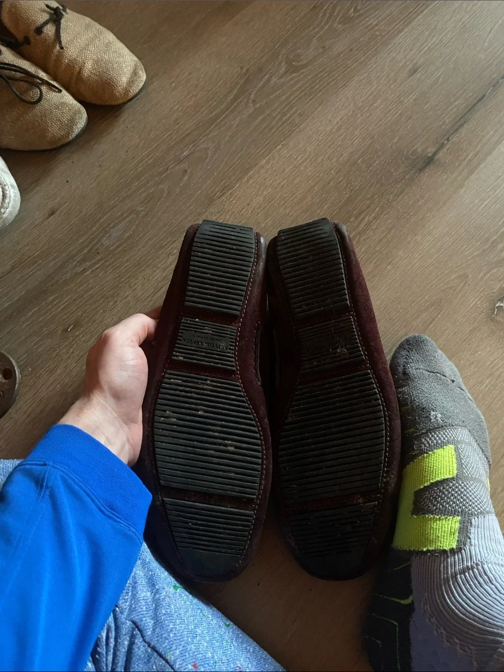 Bottega Veneta Burgundy Woven Suede Slip-On Loafers